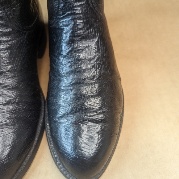 Lucchese Boots men's size 8D Exotic Genuine Black Smooth Ostrich classic Western - Picture 6 of 13